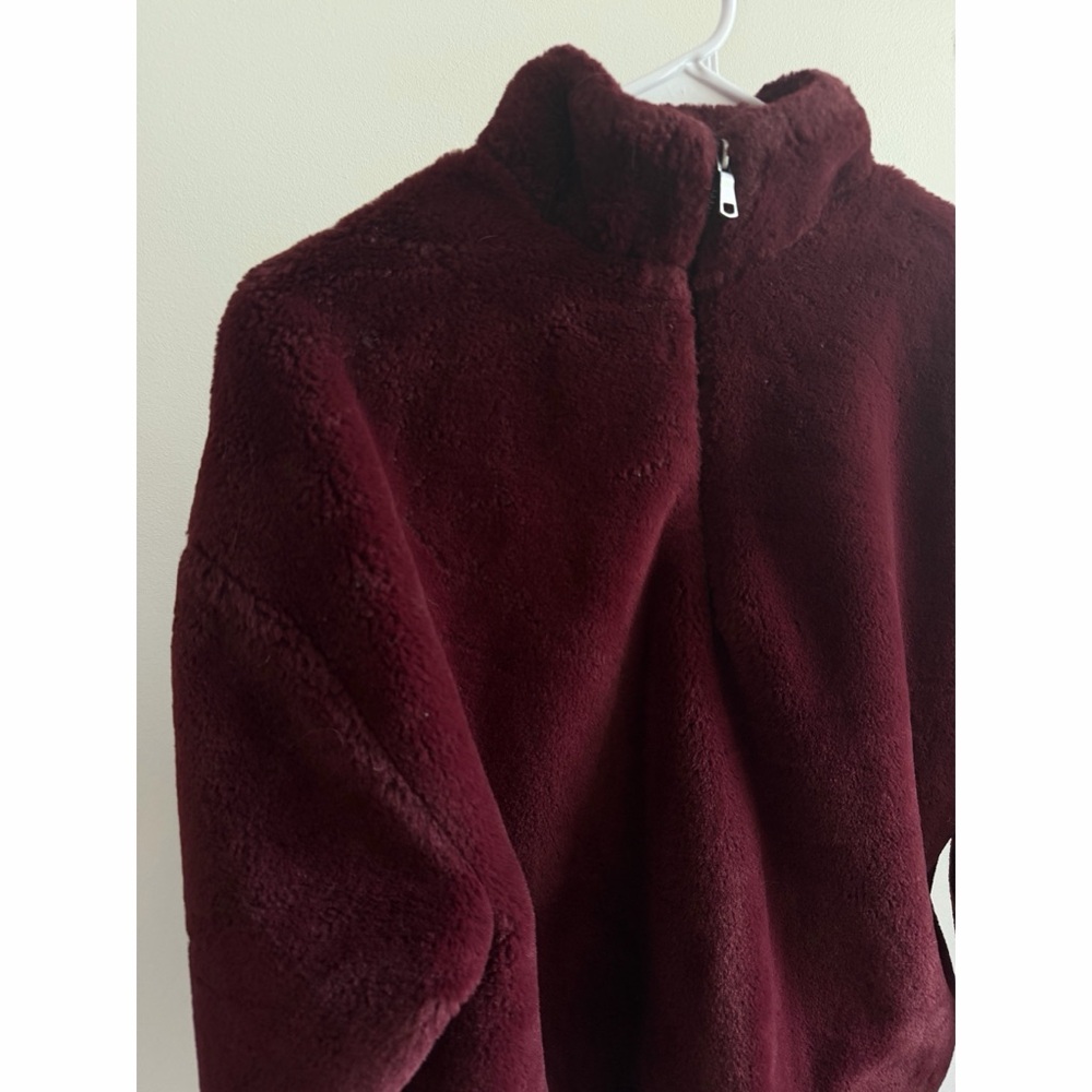 Cozy Plush Quarter-Zip Pullover - Deep Wine